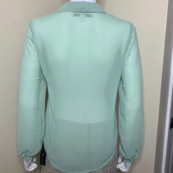 LC Lauren Conrad mint pearl blouse - Picture 6 of 8